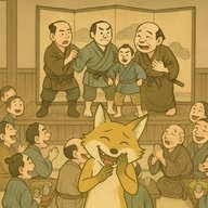 「とおのん狐 （地名・松橋に行くところ）」　立派な家に呼ばれた人形遣い。見事に狐に騙されたとさ