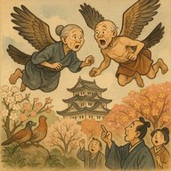 「キジの卵」　正直夫婦に羽が生えて空を飛んだ！