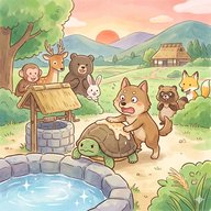 「悪かこつはでけん」　 けだものたちが力をあわせて井戸を掘ったが山犬だけが協力せず