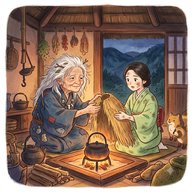 「宝蓑（たからみの）」　 顔も心も美しい娘が山姥から宝蓑をもらい…