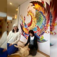 Xmasモードの朝みみ！書家、芸術家の紫舟さんのアトリエにて～vol.2  “プレシャス・ファミリー” である イングリッシュゴールデンレトリーバーのルーくんも参加してくれました～