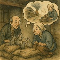 「ネズミの恩返し」　蔵の鼠から火事の予言を聞いたじじばばは・・・！