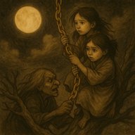 「かねの鎖（くさり）」　留守番の３姉妹が山姥に食われ、月に助けを求めると…