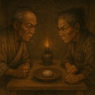 「黙りくらべ」　餅好きの夫婦が餅をかけて黙り比べ！