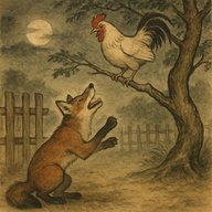 「だまくらかされた狐」　鶏を喰おうとしたが逆にだまされた狐