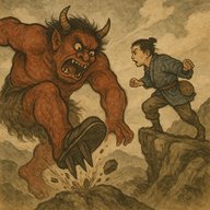 「ゆるぎ岳（だけ）の鬼（山鹿）」　鬼に食われまいと必死の知恵を出す