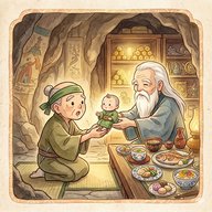 「金のへそ」　柴のお礼にもらった子どものへそから金が！すると婆さんが…