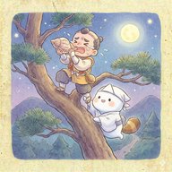 「狸の仕返し」 ほら貝で狸を驚かした山伏への仕返し